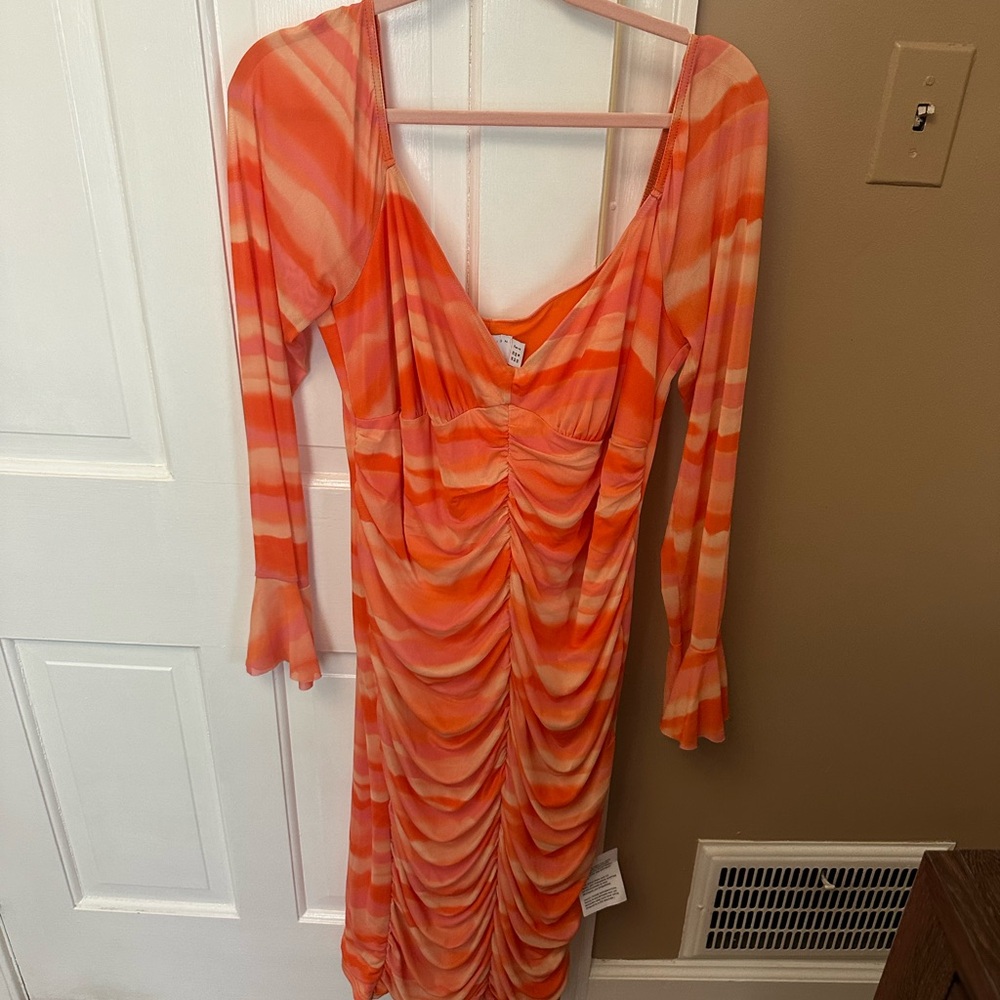 ASOS Elegant Orange Ruched Dress